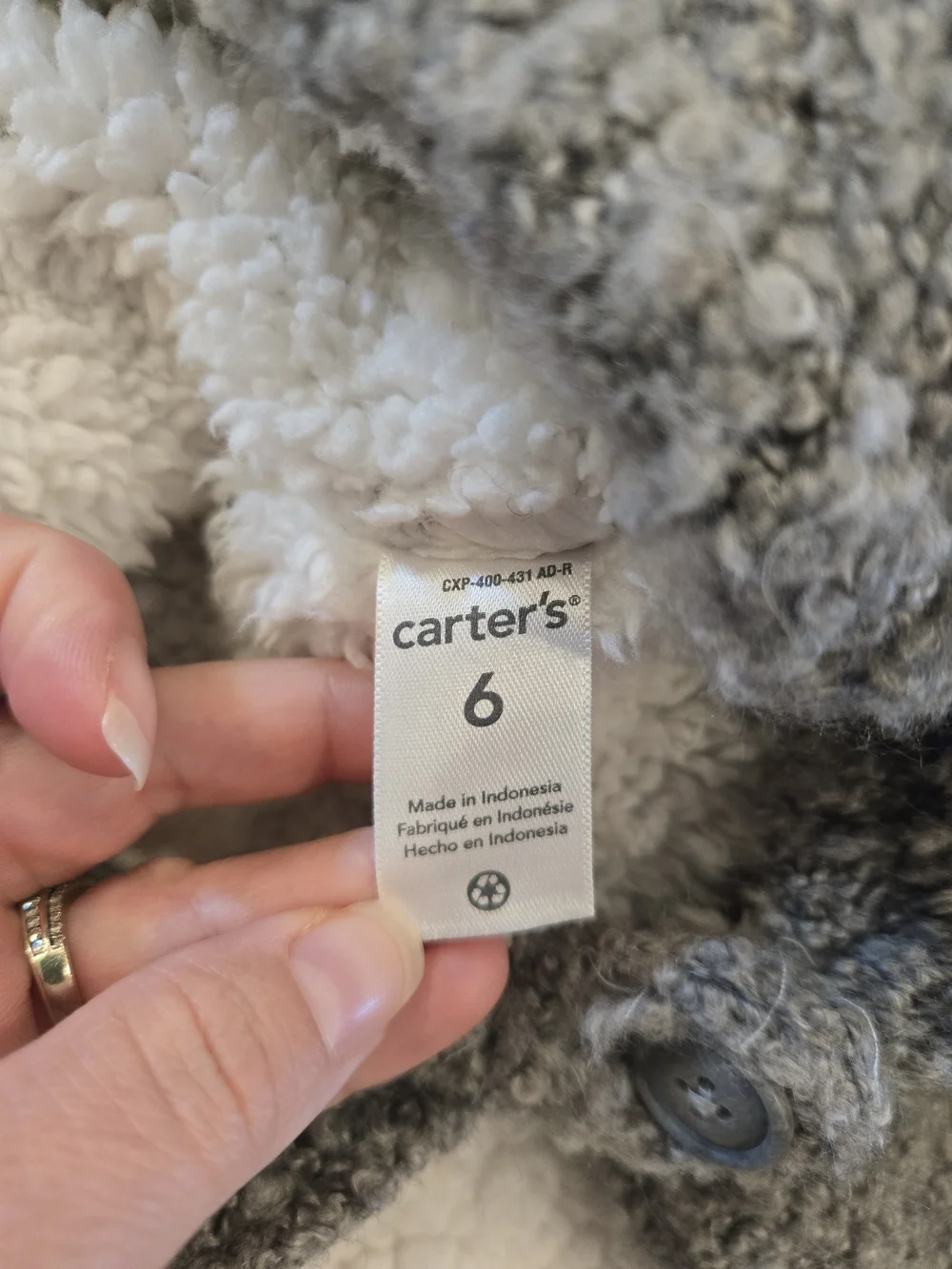 Carter's Gray Sherpa Hooded Cape with Cream Lining